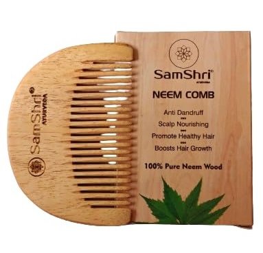 SamShri Ayurveda Neem Wooden Beard Comb (Pack Of 2)