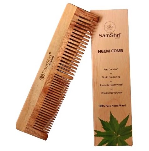 SamShri Ayurveda Neem Wooden Regular Comb (Pack Of 2)