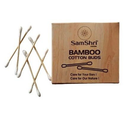 SamShri Ayurveda Bamboo Cotton Ear Buds 80N (Pack Of 4)