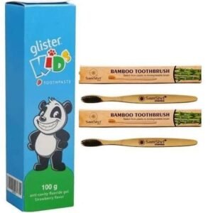 Amway Glister Kids Toothpaste 100gm (Pack Of 2) With 2 Bamboo Toothbrush