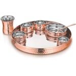 Relikart Indian Style Tableware Copper Steel Dinner Thali Set Of 8 Piece