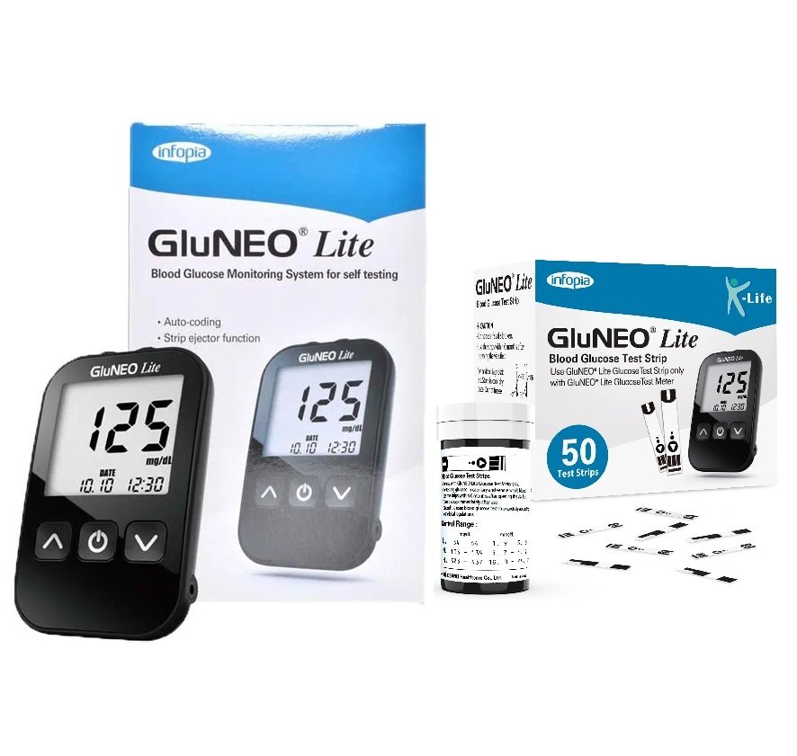 K-Life GluNeo Lite Blood Glucose Monitor With 50 Test Strips