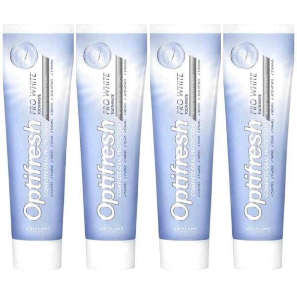 Oriflame Optifresh Pro White Toothpaste 100g Pack of 4 with Free neem comb