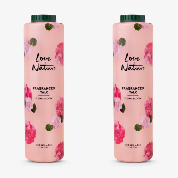 Oriflame Love Nature Fragranced Talc Floral Bloom 400g pack of 2 with Free neem comb