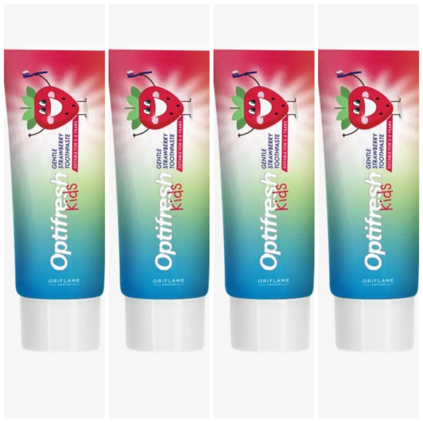 Oriflame Optifresh Kids Gentle Strawberry Toothpaste 50ml Pack of 4 with Free neem comb