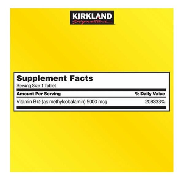 Kirkland Signature B12 5000 mcg Methylcobalamin 300 Tablets - Image 3