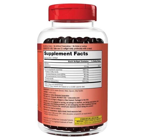 Kirkland Signature Krill Oil 500 mg 180 Softgels - Image 2