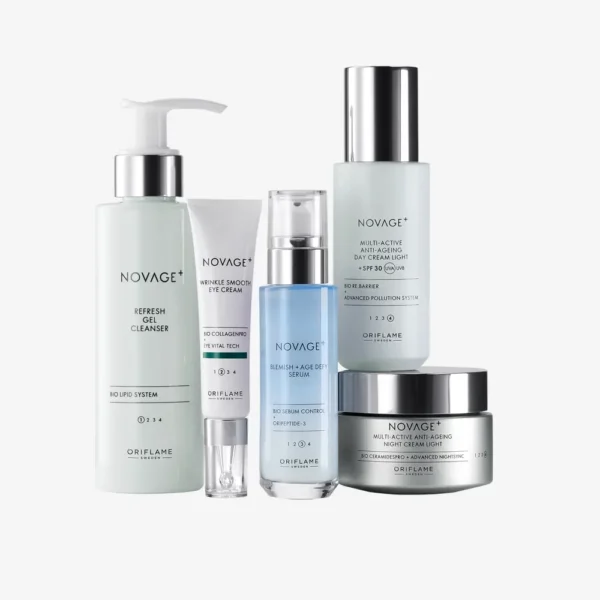   Oriflame Novage+ Blemish + Age Defy Routine Light 5 full size product set