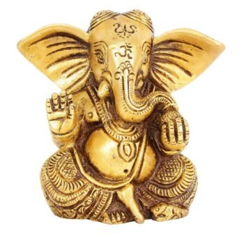 Design And Made In Yellow Brass Statue Ganesh With Big Ear