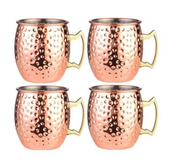 Hammered Inside Nikle Moscow Mule Mugs Pure Copper 530ml (Set of 4)