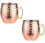 Hammered Inside Nikle Moscow Mule Mugs Pure Copper 530 ml (Set of 2)