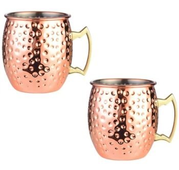 Hammered Inside Nikle Moscow Mule Mugs Pure Copper 530 ml (Set of 2)