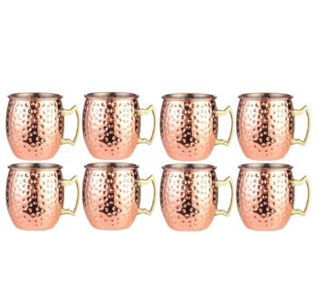 Hammered Inside Nikle Moscow Mule Mugs Pure Copper (Set of 8) 530ml