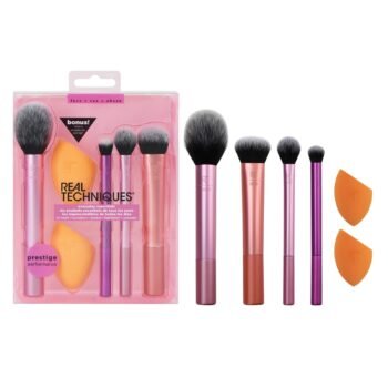 MAC Look Basic Brush Kit & Real Techniques Miracle Complexion Sponge Twin Pack with Free neem comb