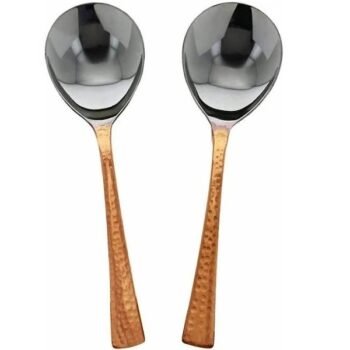 Relikart Copper Hammered Steel Serving Spoons (Set of 2)