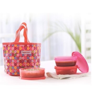Tupperware Girl's Plastic Day Out Lunch Box, 450/300ml (Peach and Pink)