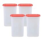 Tupperware New Smart Saver Plastic Container Set, 2.3 Litres, Set of 4, Transparent