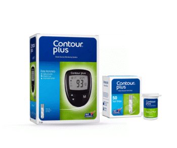 Contour Plus Blood Glucose Test Strip With Glucometer and free alcohol swab