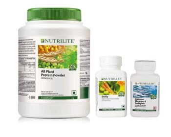 Amway Nutrilite All Plant Protein Powder 1 kg Daily 120 units (Tablets) Salmon Omega-3 60 units (Softgels)