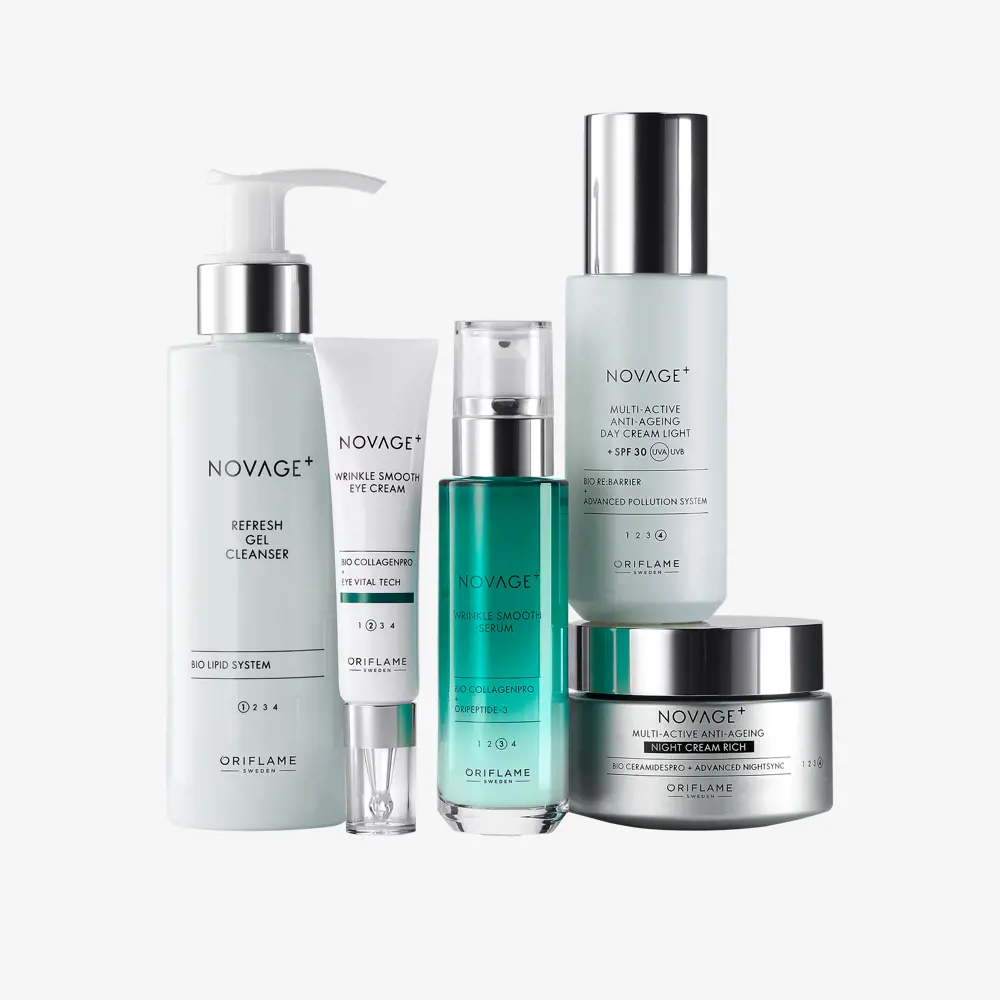 Oriflame Novage Wrinkle Smooth Routine Mixed 5 Full Size Product Set