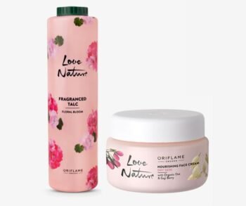 Love Nature Fragranced Talc Floral Bloom with nourshing face cream