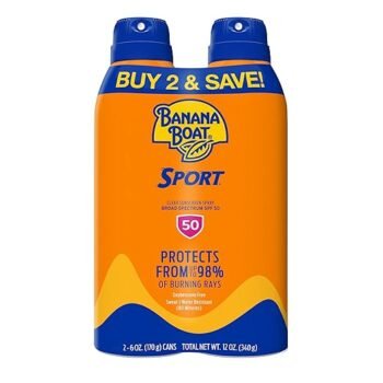 Banana Boat Sport Ultra Clear Sunscreen Spray 50 Plus Combo Pack 340g